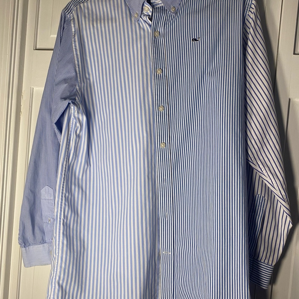 Women’s XL Blue Striped Button-Down Shirt